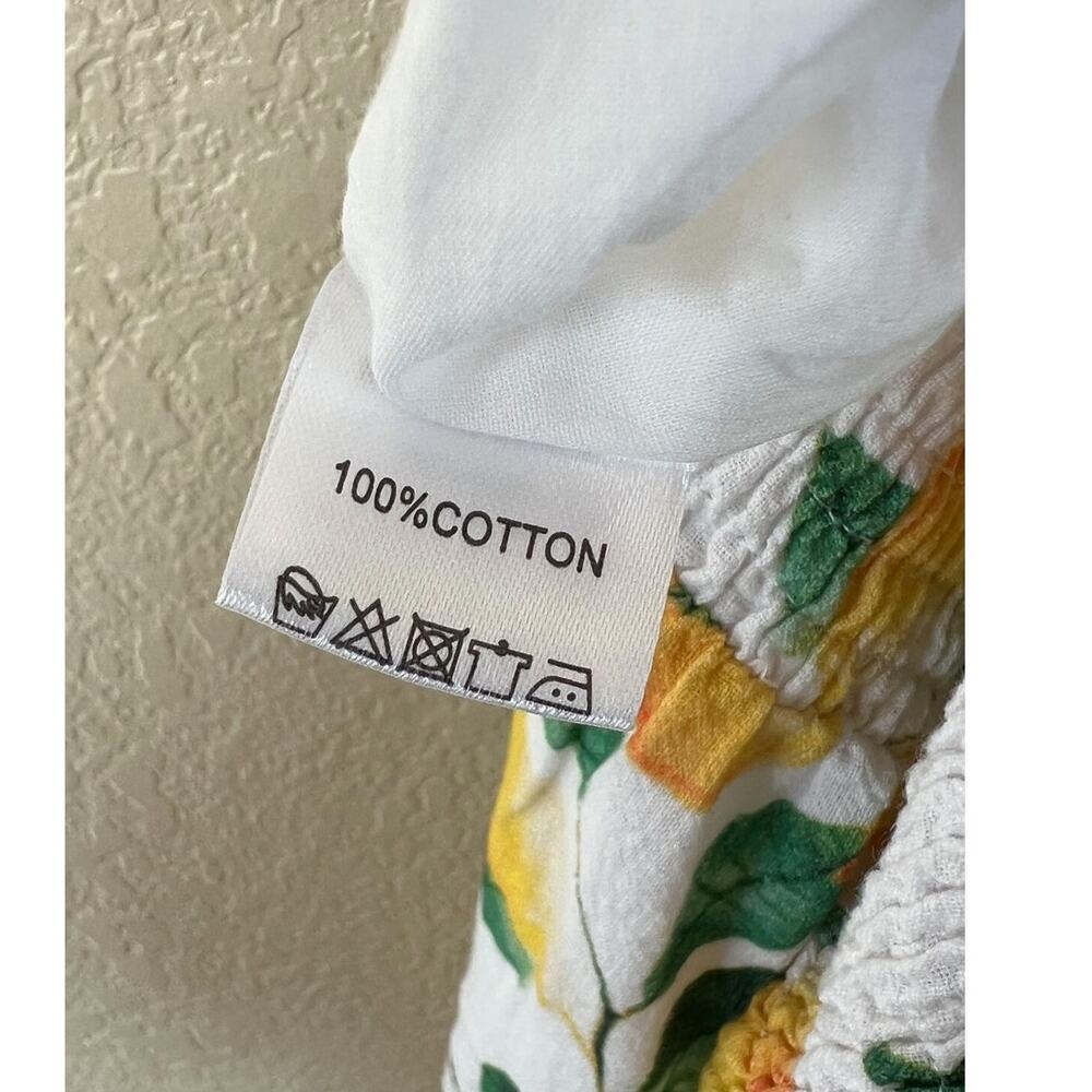 Women's Boutique Lemon Ric-Rac Maxi Dress Large Smocked Cotton Summer Dress - Picture 7 of 8